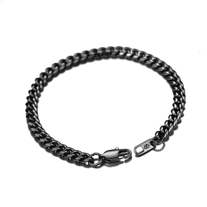 Men Chain Bracelet Black Cuban Curb Bracelet 6MM 8.3 Inch Wrist Bracelet Mens Stainless Steel Jewelry